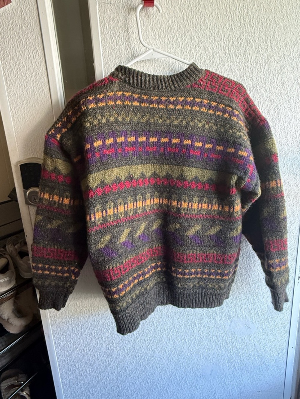 Women's Olive Multicolor Fair Isle Crewneck Sweater